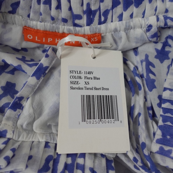 Oliphant Dress New Sleeveless Tiered Short Dress Flora Blue summer flare dress - Picture 7 of 9